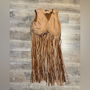 SHEIN Camel Vest with Fringe